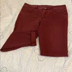 American Eagle Maroon Skinny Jeans